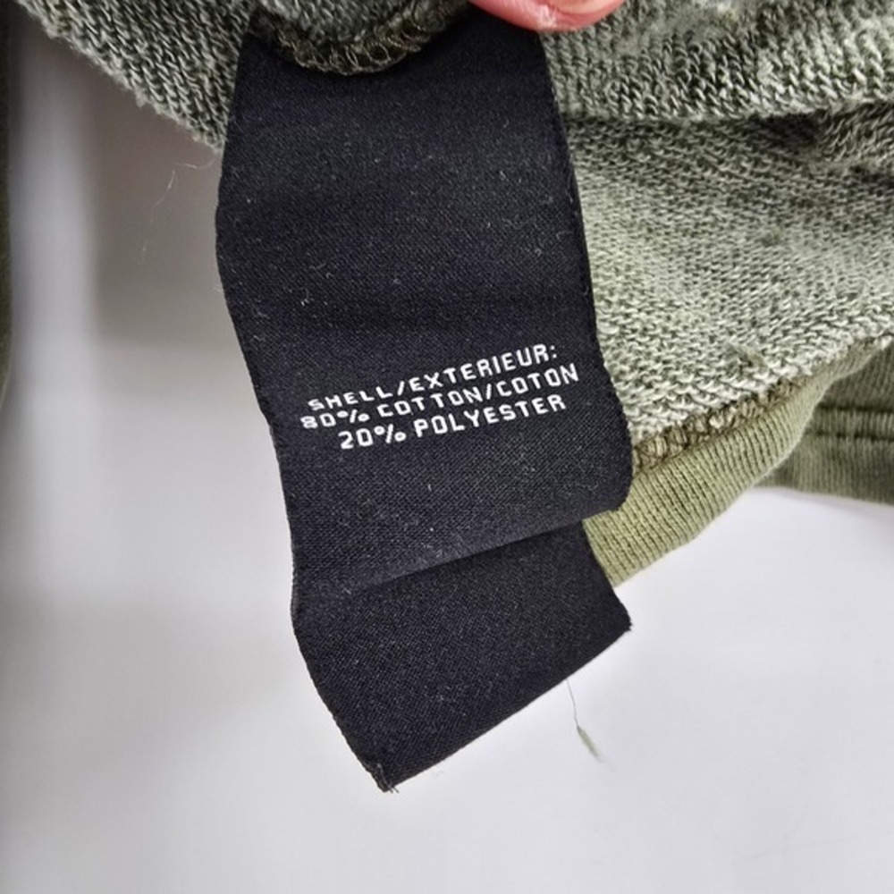 7 For All Mankind Olive Green‎ Ruffle Long Sleeve Cropped Sweatshirt Large - Picture 7 of 10